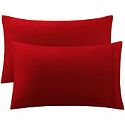 PiccoCasa Pillow Cases Covers Home Room Solid Pillowcases with Envelope Closure Housewife Cotton 250 Thread Count Set of 2 Pillow protector, Queen(20"x30"), Red