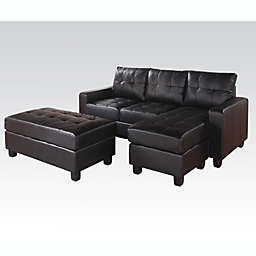 Yeah Depot Lyssa Sectional Sofa & Ottoman in Black Bonded Leather Match