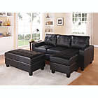 Alternate image 2 for Yeah Depot Lyssa Sectional Sofa & Ottoman in Black Bonded Leather Match