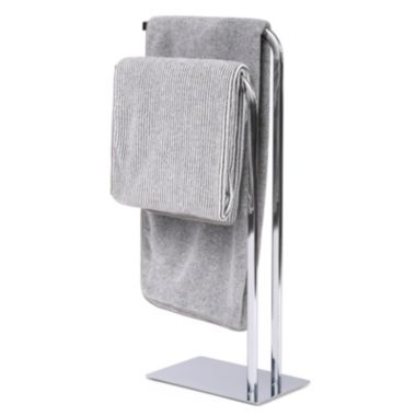 Juvale Towel Rack Towel Stand, 2 Parallel Arm, Freestanding with Weighted Base, Chrome Metal. View a larger version of this product image.
