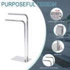 Alternate image 1 for Juvale Towel Rack Towel Stand, 2 Parallel Arm, Freestanding with Weighted Base, Chrome Metal