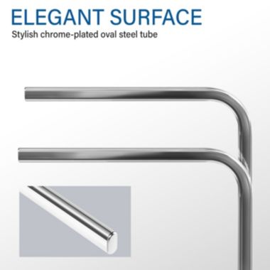 Juvale Towel Rack Towel Stand, 2 Parallel Arm, Freestanding with Weighted Base, Chrome Metal. View a larger version of this product image.