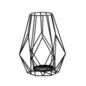 Nearly Natural 13" Geometric Black Metal Wire Votive Tea Lantern Candle Holder