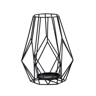 Nearly Natural 13" Geometric Black Metal Wire Votive Tea Lantern Candle Holder. View a larger version of this product image.