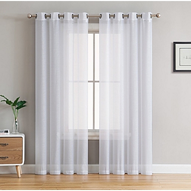 THD Basics 2 Piece Semi Sheer Voile Window Curtain Drapes Grommet Top Panels for Bedroom, Living Room & Kids Room - Set of 2 panels. View a larger version of this product image.