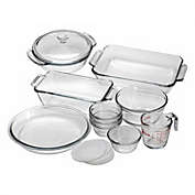 Slickblue 15-Piece Glass Bakeware Food Storage Set with 4 Ramekins and Measuring Cup