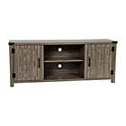 Alternate image 1 for Emma + Oliver Troyer Barn Door Style TV Stand for up to 65" TV&#39;s - Farmhouse Gray Wash Entertainment Center - 59" Media Console with Adjustable Middle Shelf