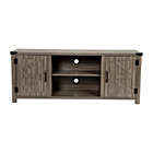 Alternate image 3 for Emma + Oliver Troyer Barn Door Style TV Stand for up to 65" TV&#39;s - Farmhouse Gray Wash Entertainment Center - 59" Media Console with Adjustable Middle Shelf