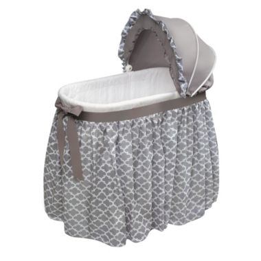 Badger Basket Co. Wishes Oval Bassinet - Full Length Skirt - Gray/Lantern. View a larger version of this product image.