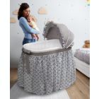 Alternate image 1 for Badger Basket Co. Wishes Oval Bassinet - Full Length Skirt - Gray/Lantern