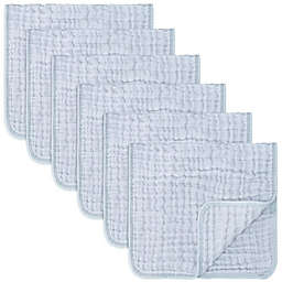 Muslin Burp Cloths 6 Pack Large 100% Cotton Hand Washcloths 6 Layers Extra Absorbent and Soft (Slate, Pack of 6)
