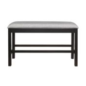 Lexicon Wood Frame Counter Height Dining Bench with Gray Fabric Seat