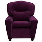 Alternate image 2 for Flash Furniture Contemporary Purple Microfiber Kids Recliner With Cup Holder - Purple Microfiber