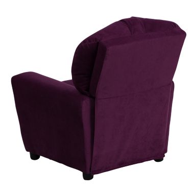 Flash Furniture Chandler Contemporary Purple Microfiber Kids Recliner with Cup Holder. View a larger version of this product image.