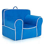 Slickblue Upholstered Kids Sofa with Velvet Fabric and High Quality Sponge-Blue