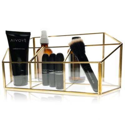 Golden Trim für Dressing Tabloe Makeup Organizer Glas Makeup Pinsel Halter W 