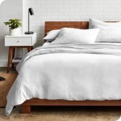 Bare Home Washed Duvet Cover and Sham Set - Premium 1800 Ultra-Soft Brushed Microfiber - Hypoallergenic, Stain Resistant (Sandwash White, Oversized King)