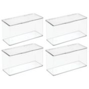 mDesign Plastic Stackable Toy/Game Storage Bin Box - Hinged Lid - 4 Pack