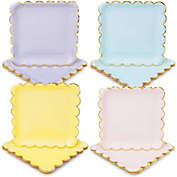 Sparkle and Bash Pastel Paper Plates with Scalloped Gold Foil (9 Inches, 48 Pack)