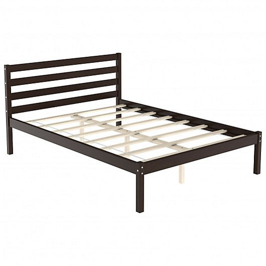 Costway Twin Size Wood Platform Bed, Solid Wood Platform Bed Frame Full Length