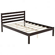 Costway Full Size Bed frame Foundation with Solid Wooden Slat Suppor