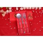 Alternate image 3 for Stock Preferred Korean Style Chinese Stainless Steel Chopsticks Set Fork Spoon Red