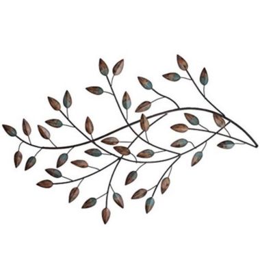 HomeRoots Home Decor Distressed Metal Blowing Leaves Wall Decor - 321353. View a larger version of this product image.