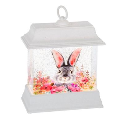 Ganz White LED Light Up Shimmer Bunny Rabbit Easter Lantern 9 Inch. View a larger version of this product image.