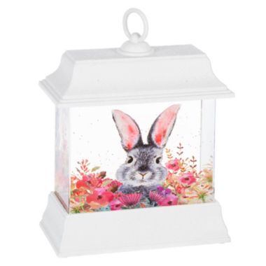 Ganz White LED Light Up Shimmer Bunny Rabbit Easter Lantern 9 Inch. View a larger version of this product image.
