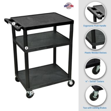 Luxor LP34-B - 34" H A/V Cart - Three Shelves. View a larger version of this product image.