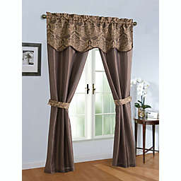 Kate Aurora Complete 5 Piece Sheer Window in a Bag Curtain & Valance Set - 52 in. W x 84 in. L, Brown