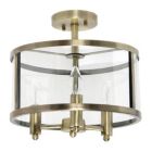Alternate image 0 for Lalia Home 3-Light 13" Industrial Farmhouse Glass And Metallic Accented Semi-Flushmount, Antique Brass
