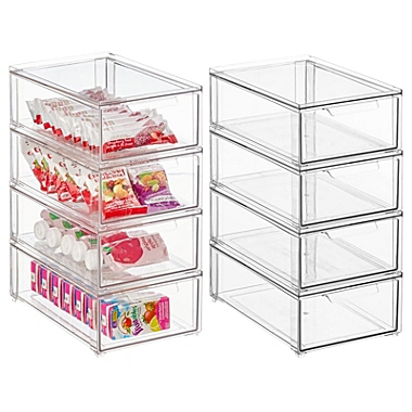 mDesign Stackable Kitchen Storage Bin Box with Pull-Out Drawer - Clear. View a larger version of this product image.