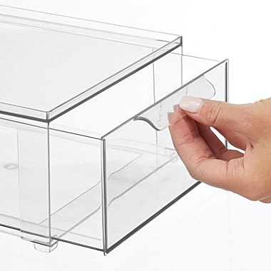 mDesign Stackable Kitchen Storage Bin Box with Pull-Out Drawer - Clear. View a larger version of this product image.