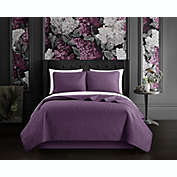 Chic Home Sachi Floral Scroll Pattern Design Bedding Quilt Set - Queen 90x90", Purple