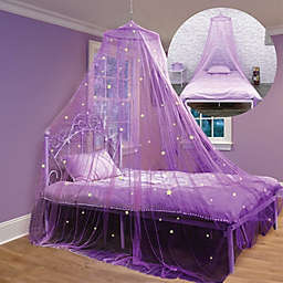 Bollepo Bed Canopy with Glow in The Dark Stars for Girls, Kids and Babies, Net Use to Cover The Baby Crib, Kid Bed, Girls Bed Or Full Size Bed, Fire