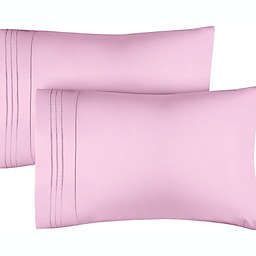 CGK Unlimited Pillowcase Set of 2 Soft Double Brushed Microfiber - Queen - Pink