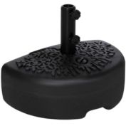 Outsunny Half Round Umbrella Base, Sand or Water Filled Half Patio Umbrella Stand Holder for Lawn, Deck, Backyard and Garden, Fit 1.5"or 2" Pole, Black