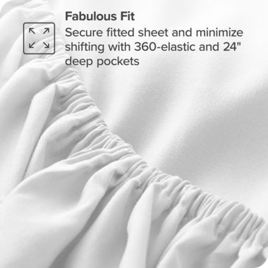 Bare Home  - 24" Fitted Sheet - Extra Deep Pocket Fitted Sheet - Premium 1800 Microfiber - Ultra-Soft Wrinkle Free - Deep Pocket Fitted Bottom Sheets (Twin XL, White). View a larger version of this product image.