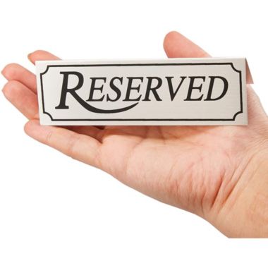 Juvale 12 Pack Small Metal Reserved Table Signs for Restaurants, Dinner Parties, and Banquets, Etched Silver Design (4.7 x 1.5 In). View a larger version of this product image.
