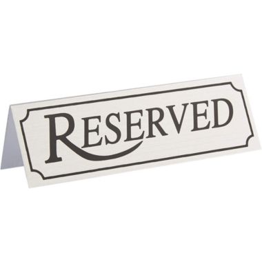 Juvale 12 Pack Small Metal Reserved Table Signs for Restaurants, Dinner Parties, and Banquets, Etched Silver Design (4.7 x 1.5 In). View a larger version of this product image.