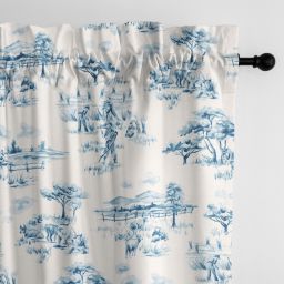 6ix Tailors Fine Linens Auclair Blue Pole Top Drapery Panel Pair