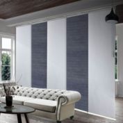 Hermosa Home Serene Slate/Ashen Mist 5-Panel Adjustable Sliding Single Rail Track With 23.5" Panels, Extendable 58"-110"W x 94"L