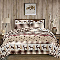 Market & Place  Cedar Creek Plaid 3-Piece Reversible King Quilt Set in Red/Taupe