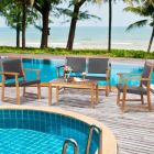 Alternate image 1 for Costway 4 Pieces Outdoor Patio Rattan Furniture Sofa Set with Acacia Wood Frame