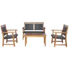Alternate image 2 for Costway 4 Pieces Outdoor Patio Rattan Furniture Sofa Set with Acacia Wood Frame