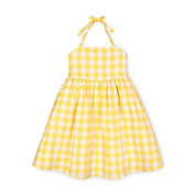 Hope & Henry Girls&#39; Halter Flare Dress (Yellow Check, 6-12 Months)