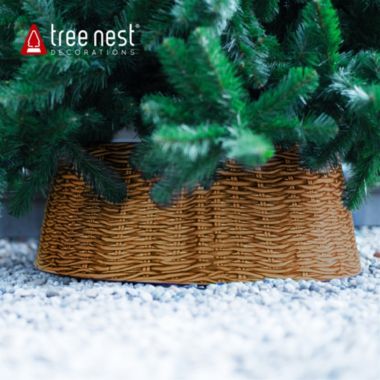 Tree Nest Christmas Christmas Weaved Basket Design Tree Stand, Brown, Large. View a larger version of this product image.