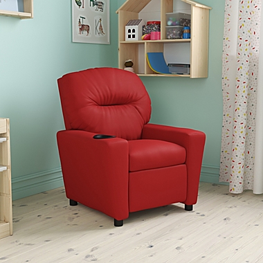 Flash Furniture Contemporary Red Vinyl Kids Recliner With Cup Holder - Red Vinyl. View a larger version of this product image.