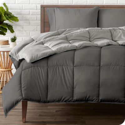 Bare Home Reversible Comforter - Goose Down Alternative - Ultra-Soft - Premium 1800 Series - Hypoallergenic - Breathable (Grey/Light Grey, King/California King)